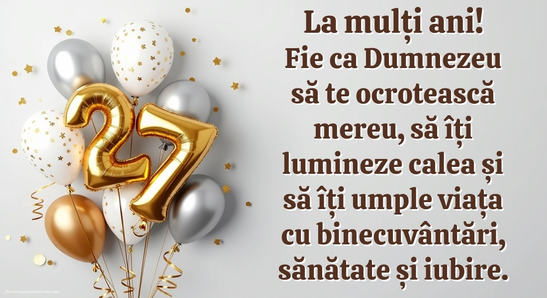 Felicitări cu imagini de LA MULȚI ANI pentru 27 de ani: Baloane