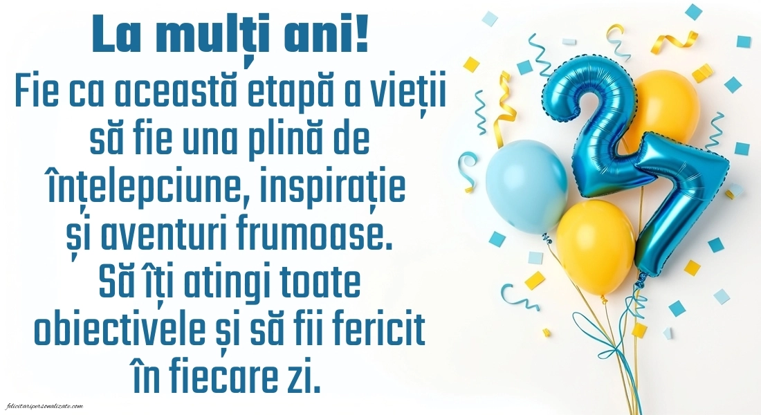 Felicitări cu imagini de LA MULȚI ANI pentru 27 de ani: Baloane