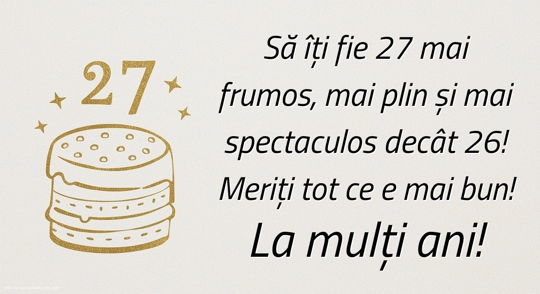 Felicitări cu imagini de LA MULȚI ANI pentru 27 de ani: Tort