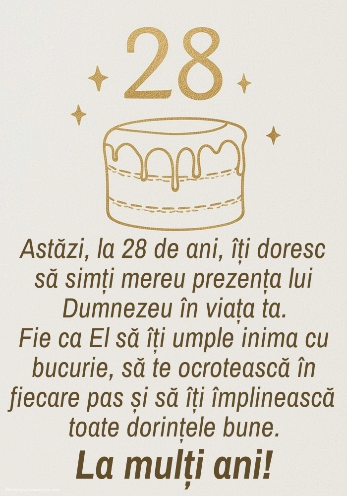 Felicitări cu imagini de LA MULȚI ANI pentru 28 de ani: Tort