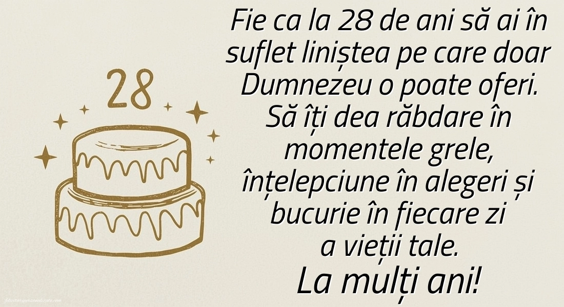 Felicitări cu imagini de LA MULȚI ANI pentru 28 de ani: Tort