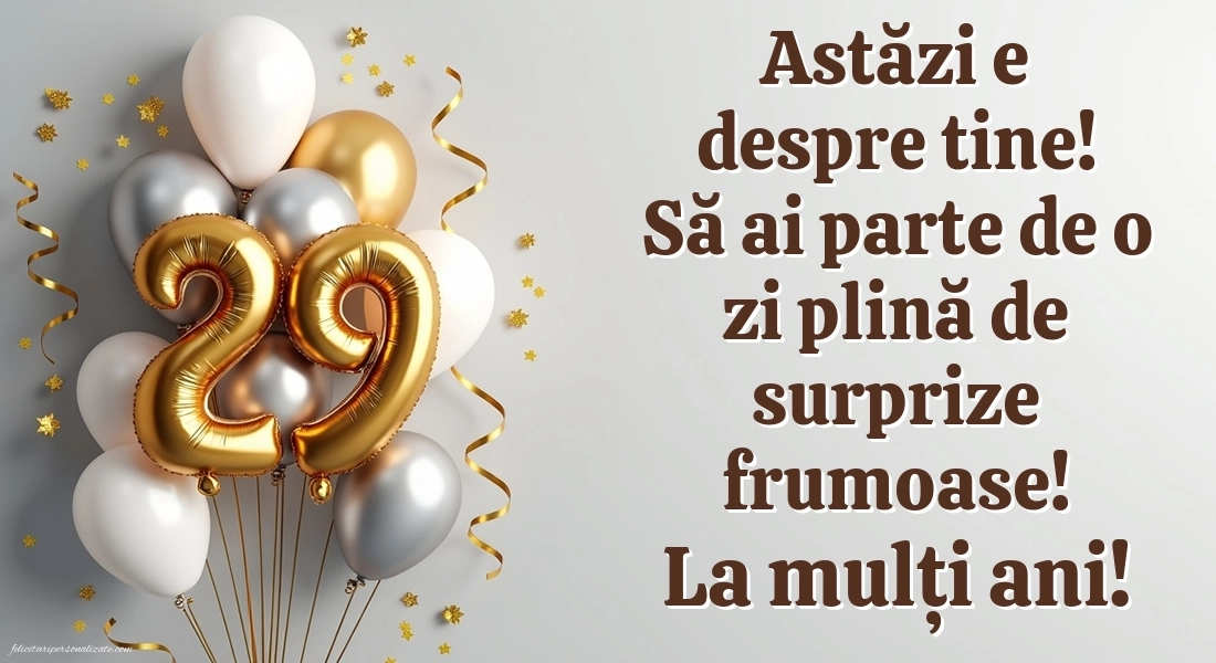 Felicitări cu imagini de LA MULȚI ANI pentru 29 de ani: Baloane