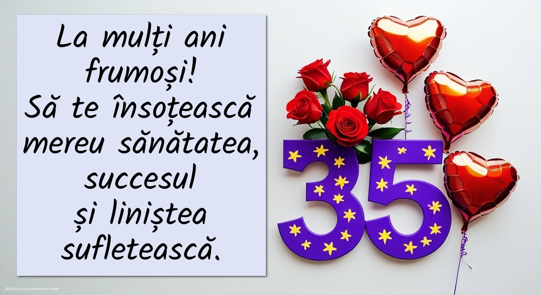 Imagini cu LA MULȚI ANI 35 de ani: Flori și Inimioare