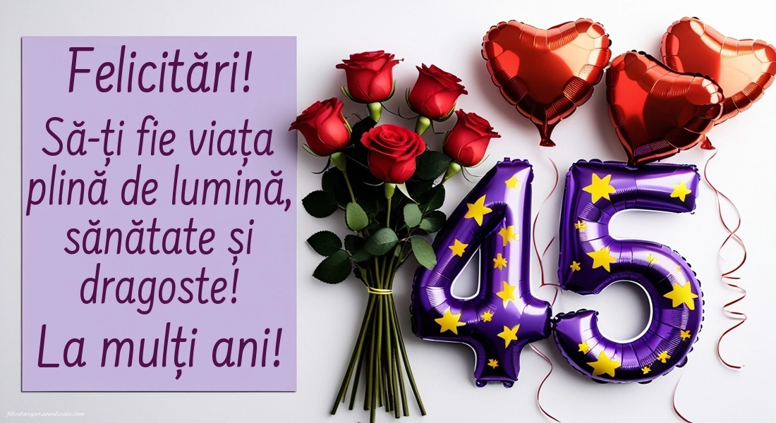 Imagini cu LA MULȚI ANI 45 de ani: Trandafiri și inimioare