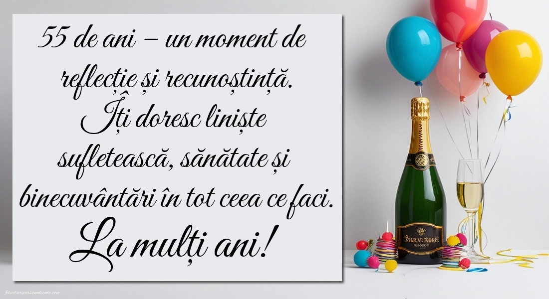 Imagini cu LA MULȚI ANI 55 de ani: Șampanie și baloane