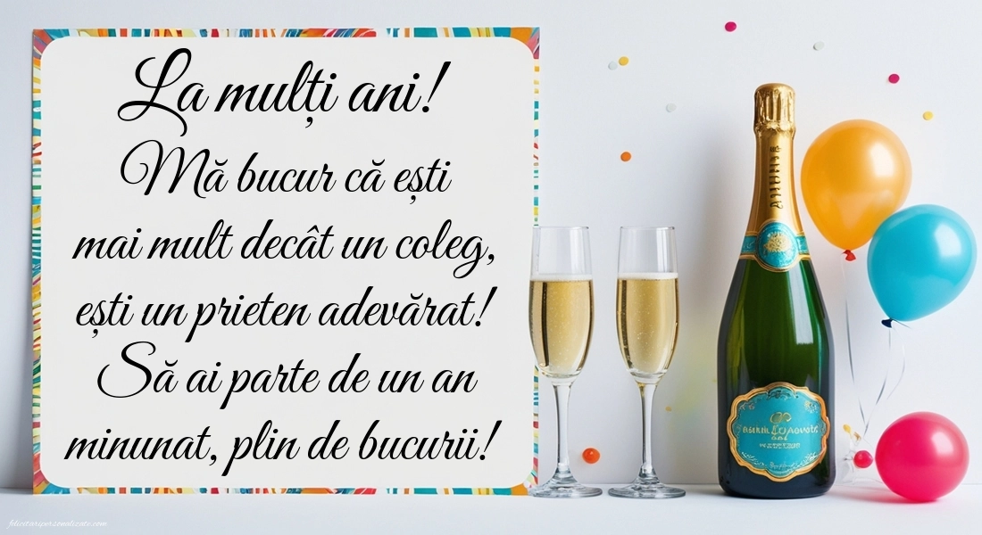 Imagini de LA  MULȚI ANI pentru coleg de muncă: Șampanie și baloane