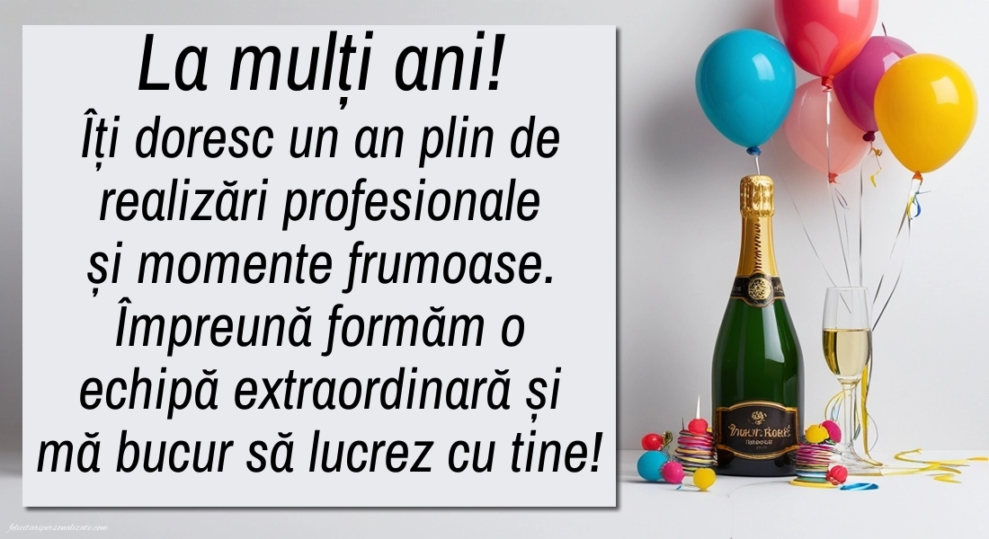 Imagini cu LA MULȚI ANI pentru colega de muncă: Șampanie și baloane