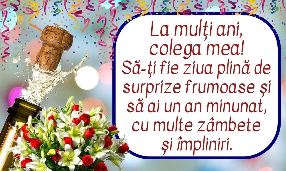 Imagini cu LA MULȚI ANI pentru colega de muncă: Șampanie și flori
