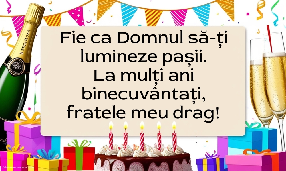 Imagini cu mesaje creștine de LA MULȚI ANI pentru Frate: Șampanie și tort