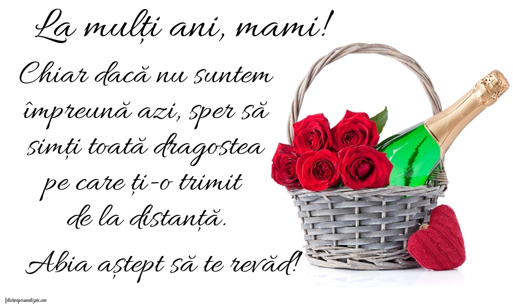 Imagini și felicitări de La Mulți Ani pentru mama de departe: Șampanie și flori