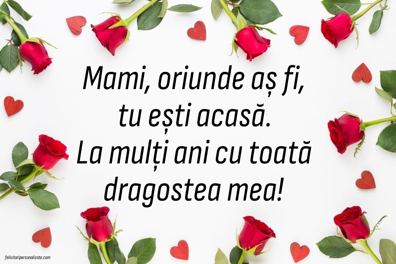 Imagini și felicitări de La Mulți Ani pentru mama de departe: Trandafiri