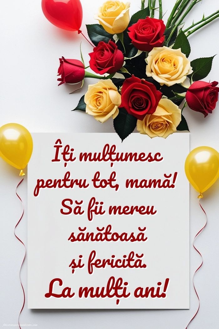 Imagini de LA MULȚI ANI de la Fiu pentru Mamă: Trandafiri și baloane