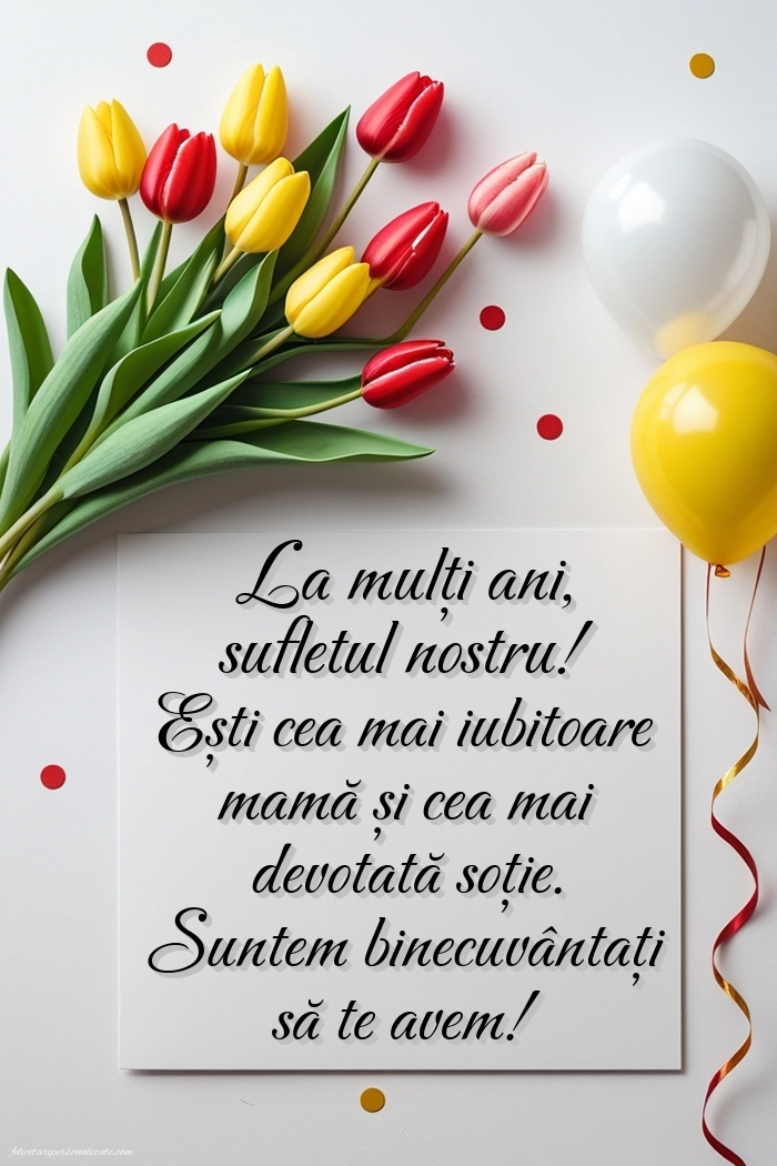 Imagini și felicitări de LA MULȚI ANI pentru Soție și Mamă: Lalele