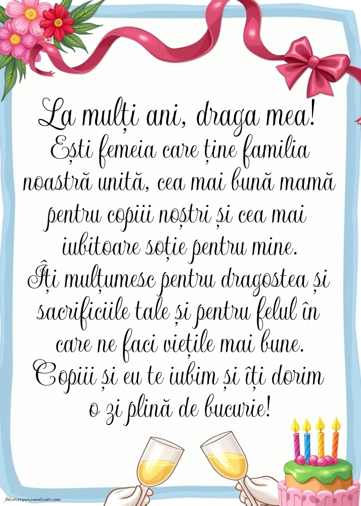 Imagini și felicitări de LA MULȚI ANI pentru Soție și Mamă: Șampanie și tort