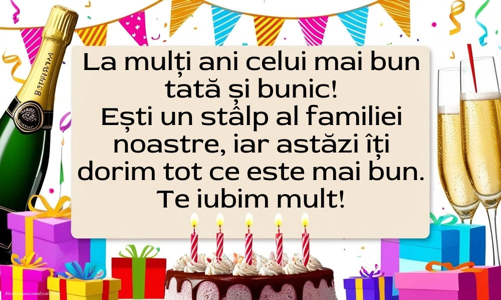 Imagini de La Mulți Ani pentru Tată și Bunic: Șampanie și tort