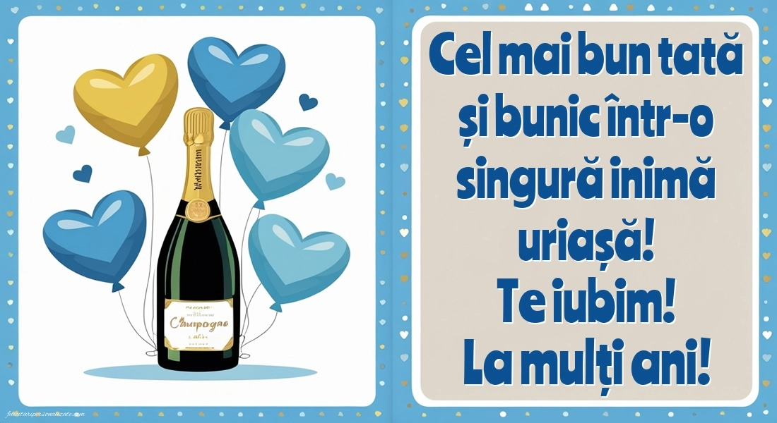 Imagini de La Mulți Ani pentru Tată și Bunic: Șampanie și baloane