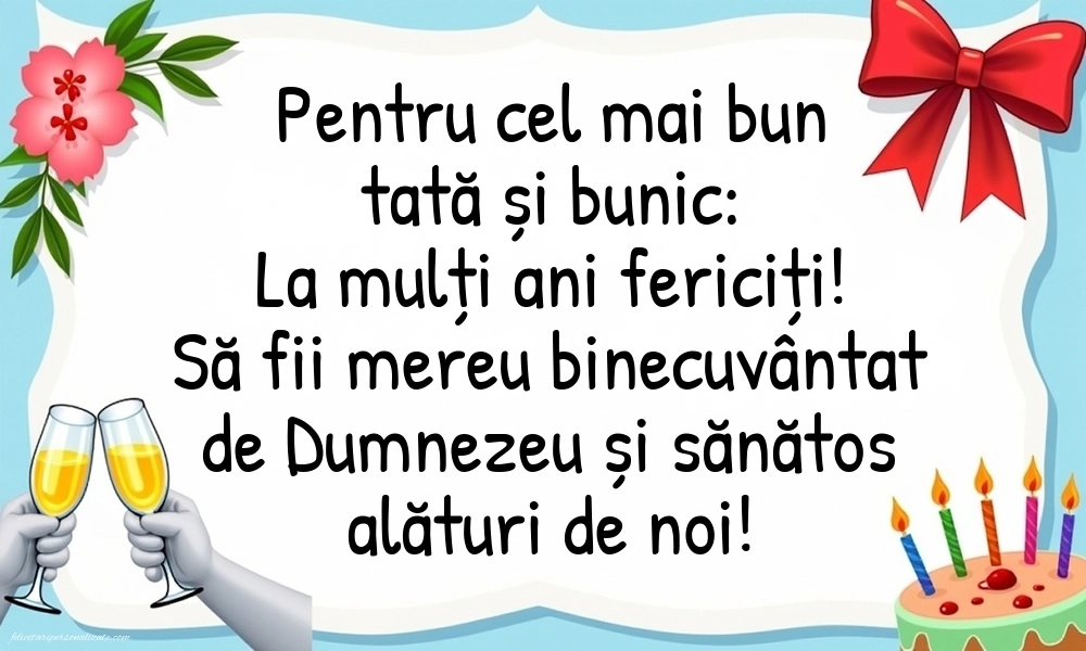 Imagini de La Mulți Ani pentru Tată și Bunic: Șampanie și tort