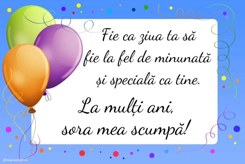 Felicitări și Imagini de Ziua de Naștere pentru Soră: Baloane