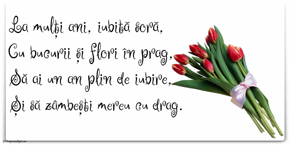 Felicitări de LA MULȚI ANI pentru surori: Lalele