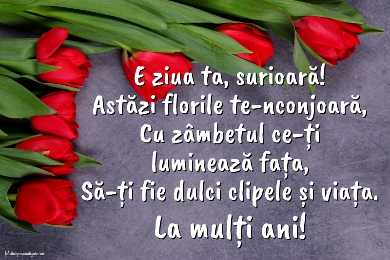 Felicitări și Imagini de Ziua de Naștere pentru Soră: Flori