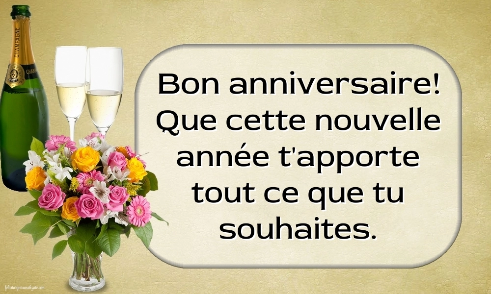 Imagini cu Urâri de La Mulți Ani în Franceză: Șampanie și flori