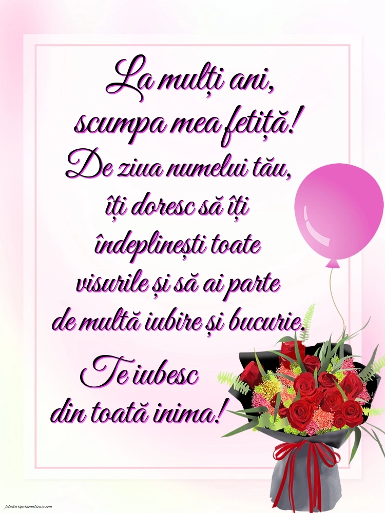 Imagini cu La mulți ani de Ziua Numelui pentru Fiica ta: Flori