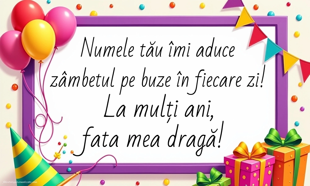 Imagini cu La mulți ani de Ziua Numelui pentru Fiica ta: Baloane și Cadouri
