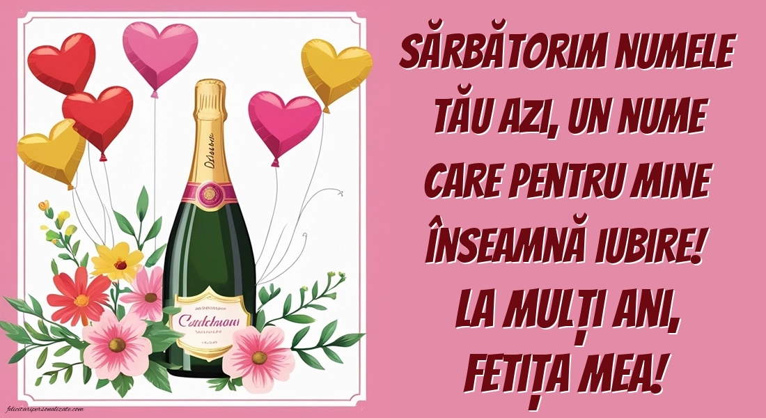 Imagini cu La mulți ani de Ziua Numelui pentru Fiica ta: Șampanie și baloane
