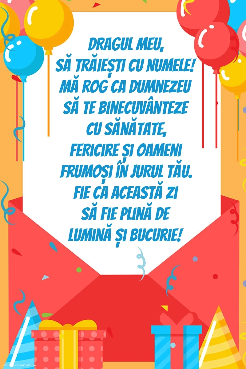 Imagini cu La mulți ani de Ziua Numelui pentru Fiul tău: Baloane și Cadouri