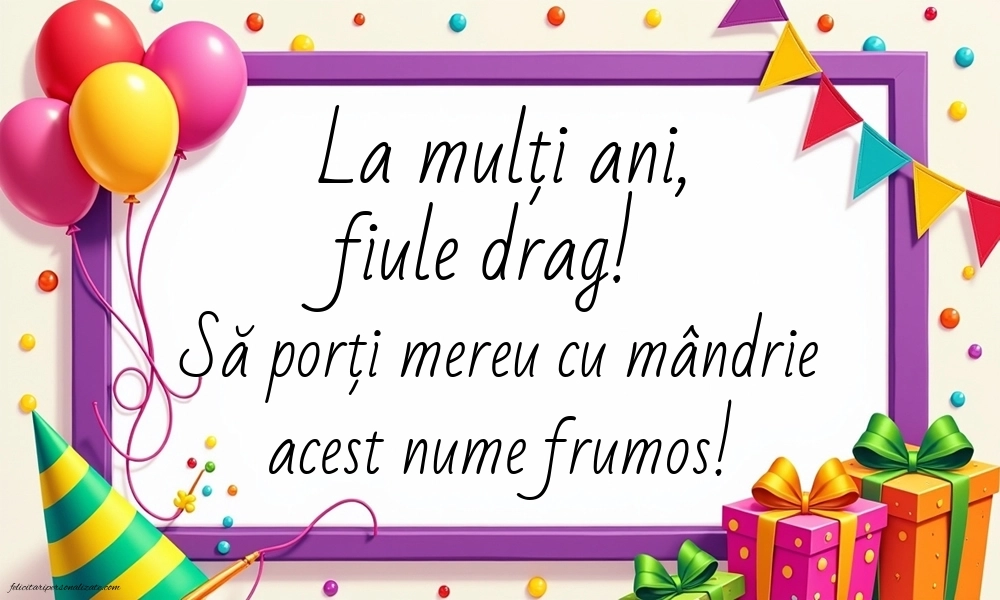 Imagini cu La mulți ani de Ziua Numelui pentru Fiul tău: Baloane și Cadouri