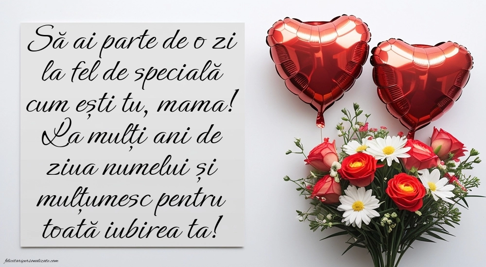Imagini cu La mulți ani de Ziua Numelui Mama: Flori și Inimioare