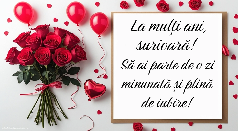 Imagini cu La mulți ani de Ziua Numelui Soră: Trandafiri și baloane