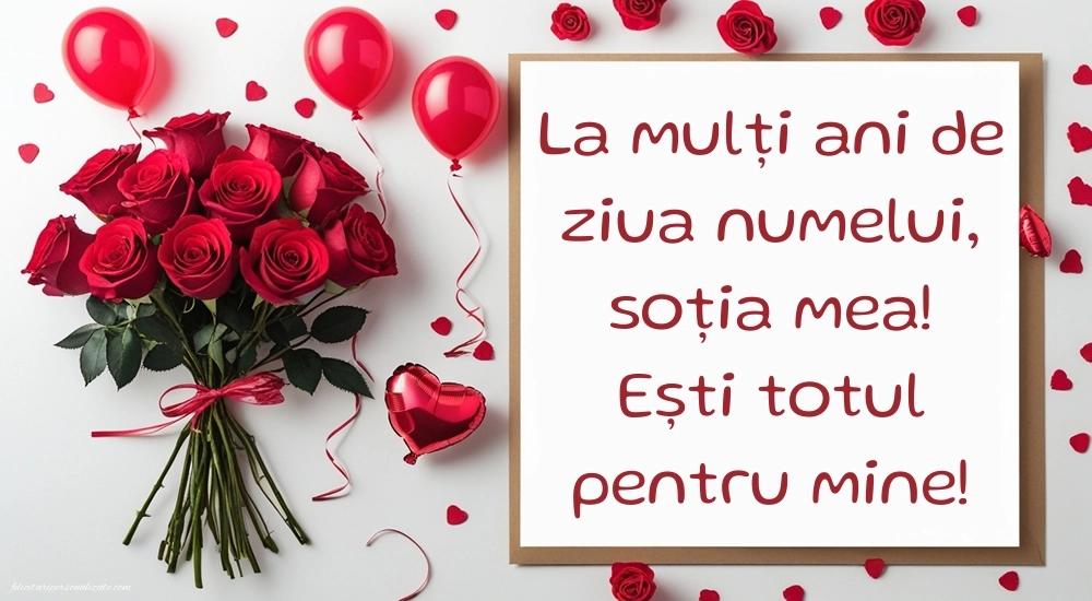 Imagini cu La mulți ani de Ziua Numelui Soție: Trandafiri și baloane