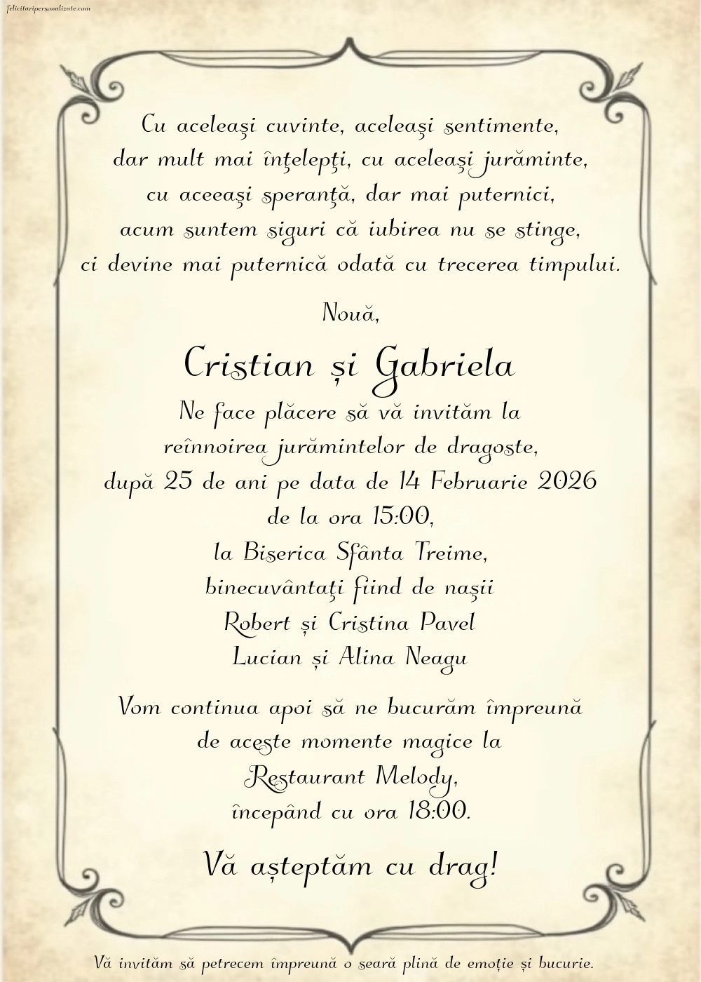 Invitație vintage