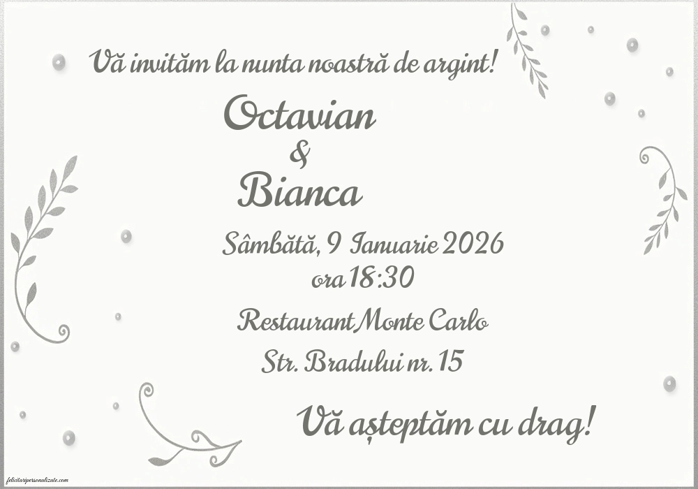 Invitație pentru nunta de argint