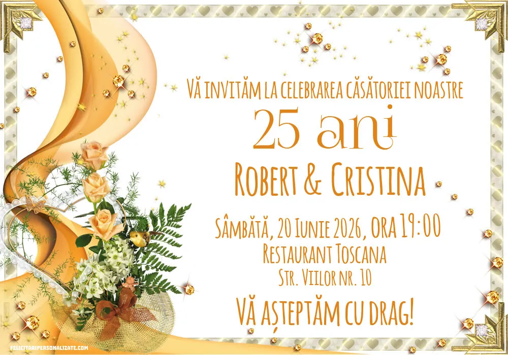 Invitație cu trandafiri