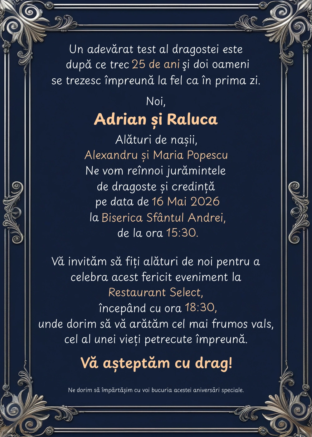 Invitație silver