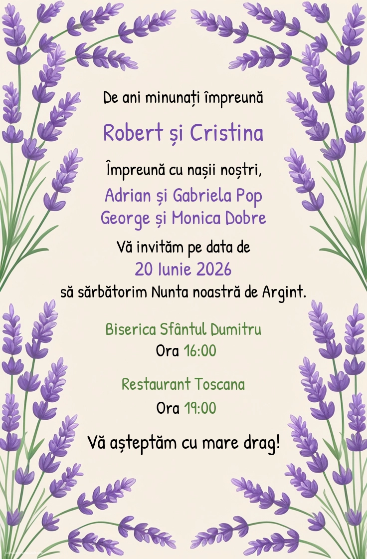 Invitație cu lavandă