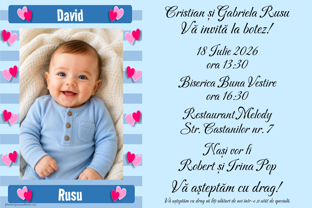 Invitație cu inimioare
