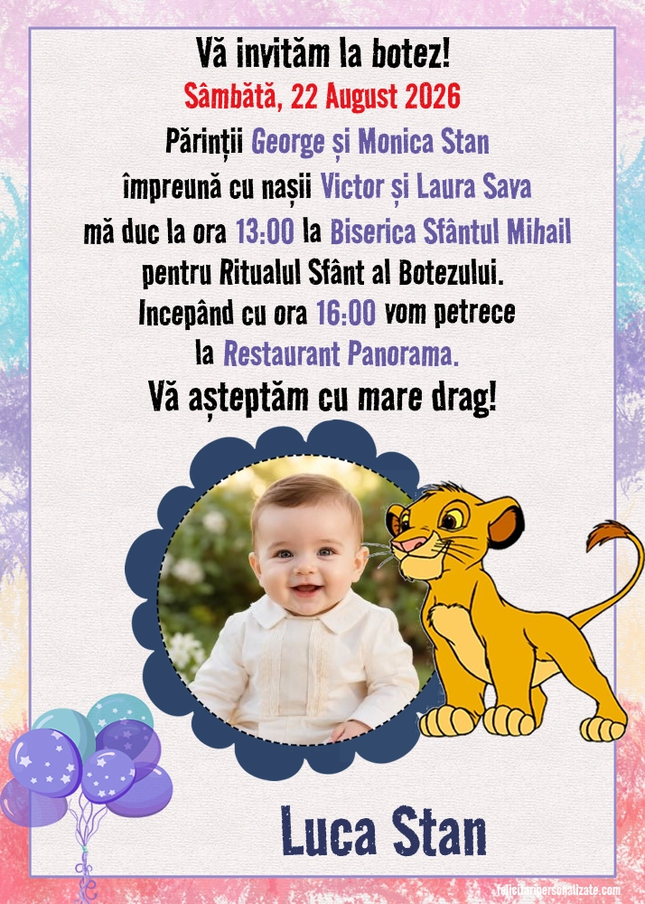 Invitație cu Simba