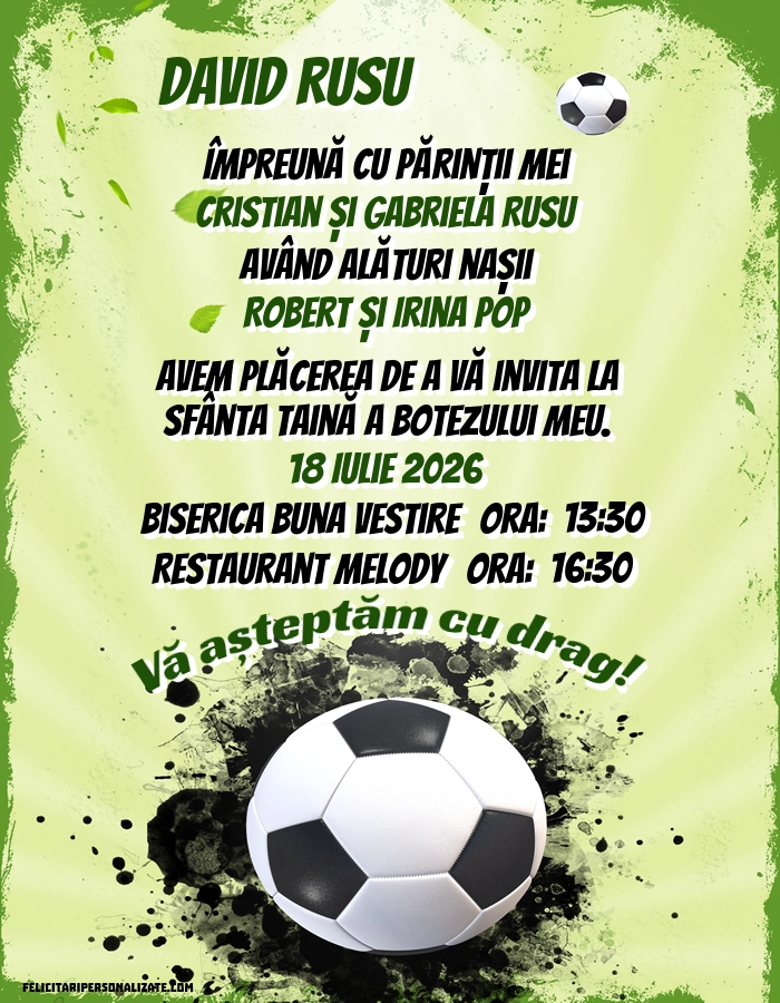 Invitație cu fotbal