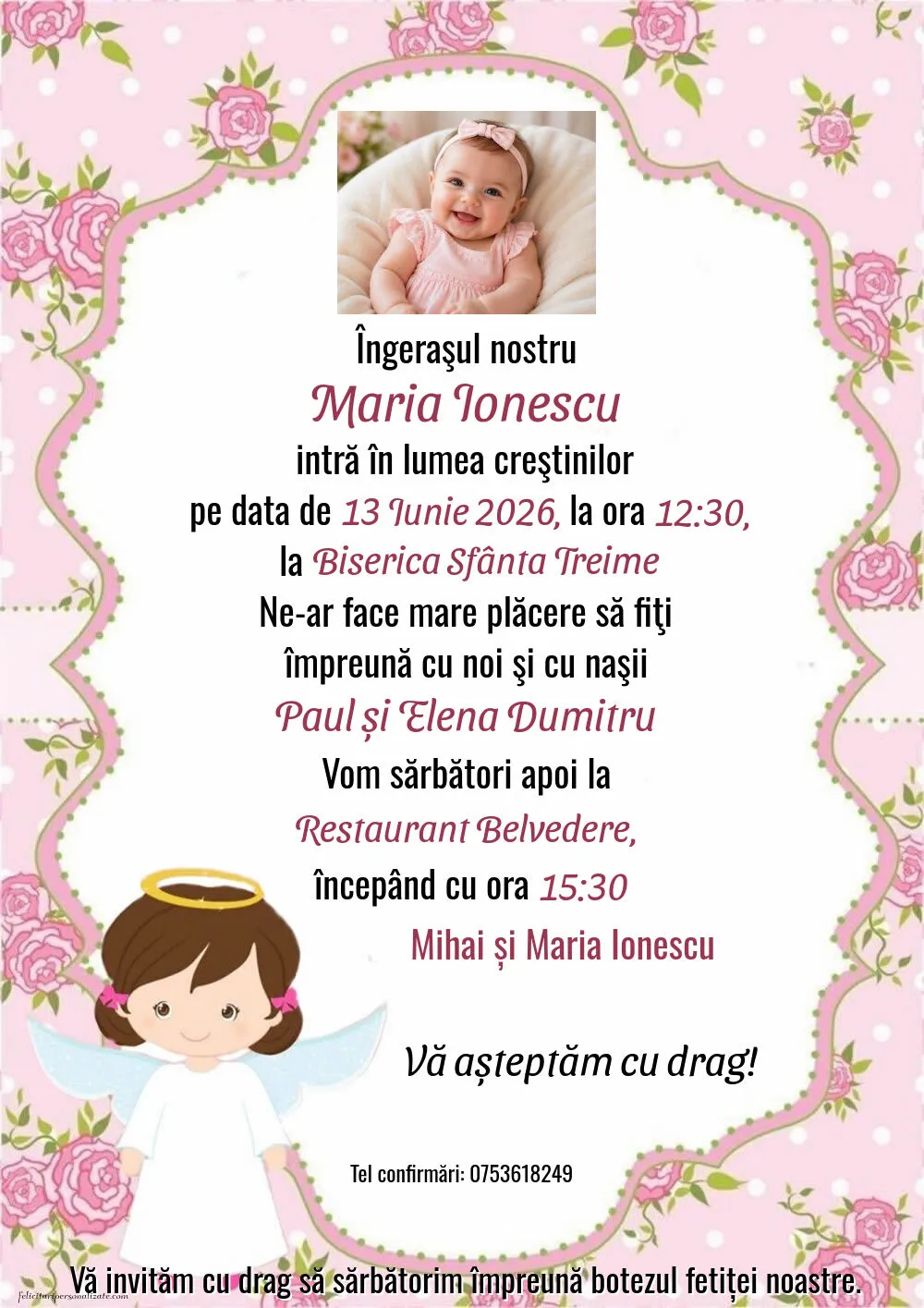 Invitație cu îngerași
