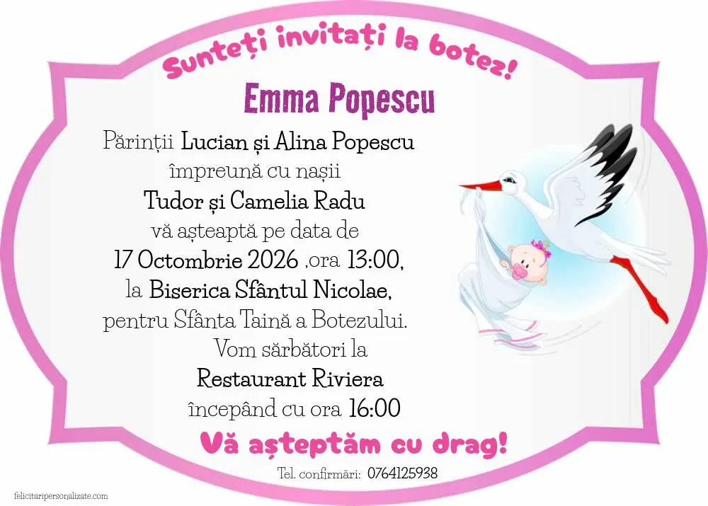 Invitație cu barză