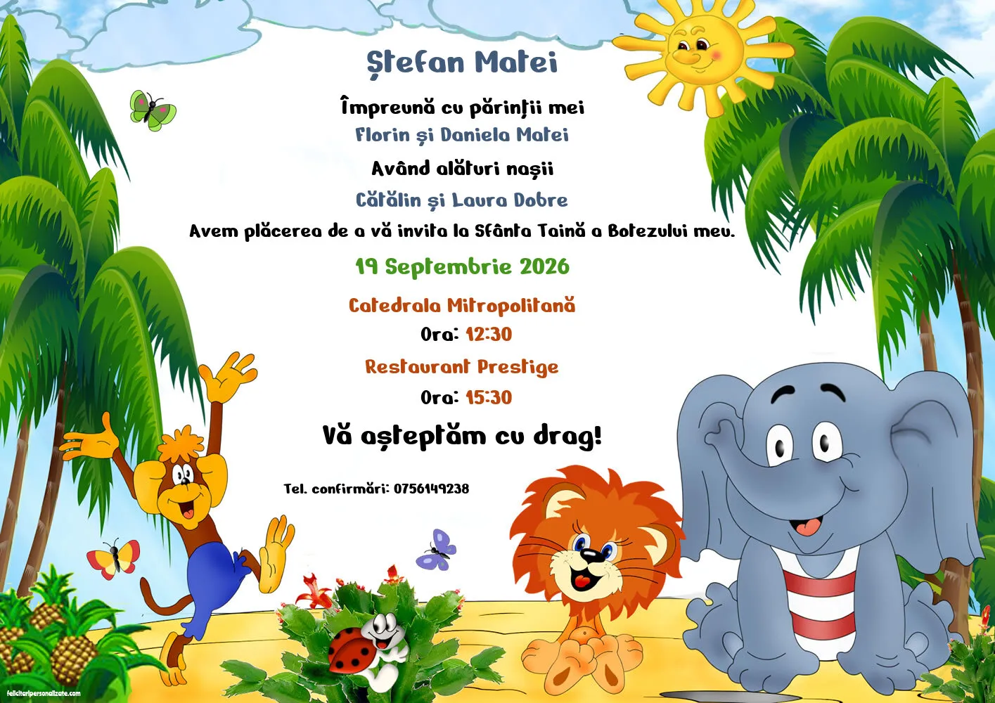 Invitație cu tema jungle
