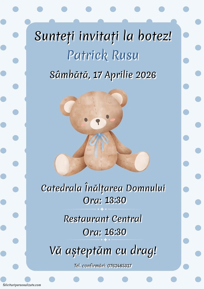 Invitație cu ursuleț