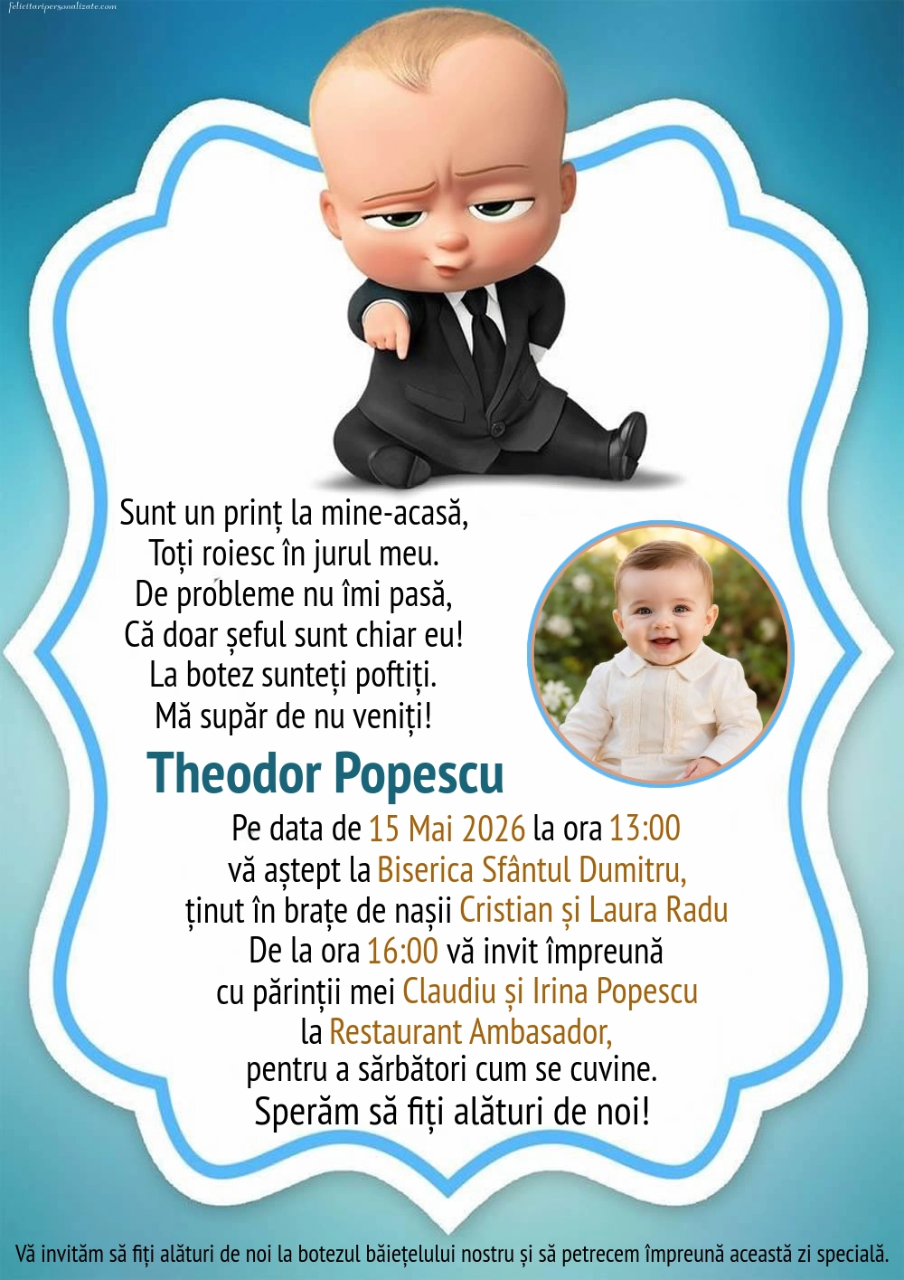Invitație cu Baby Boss