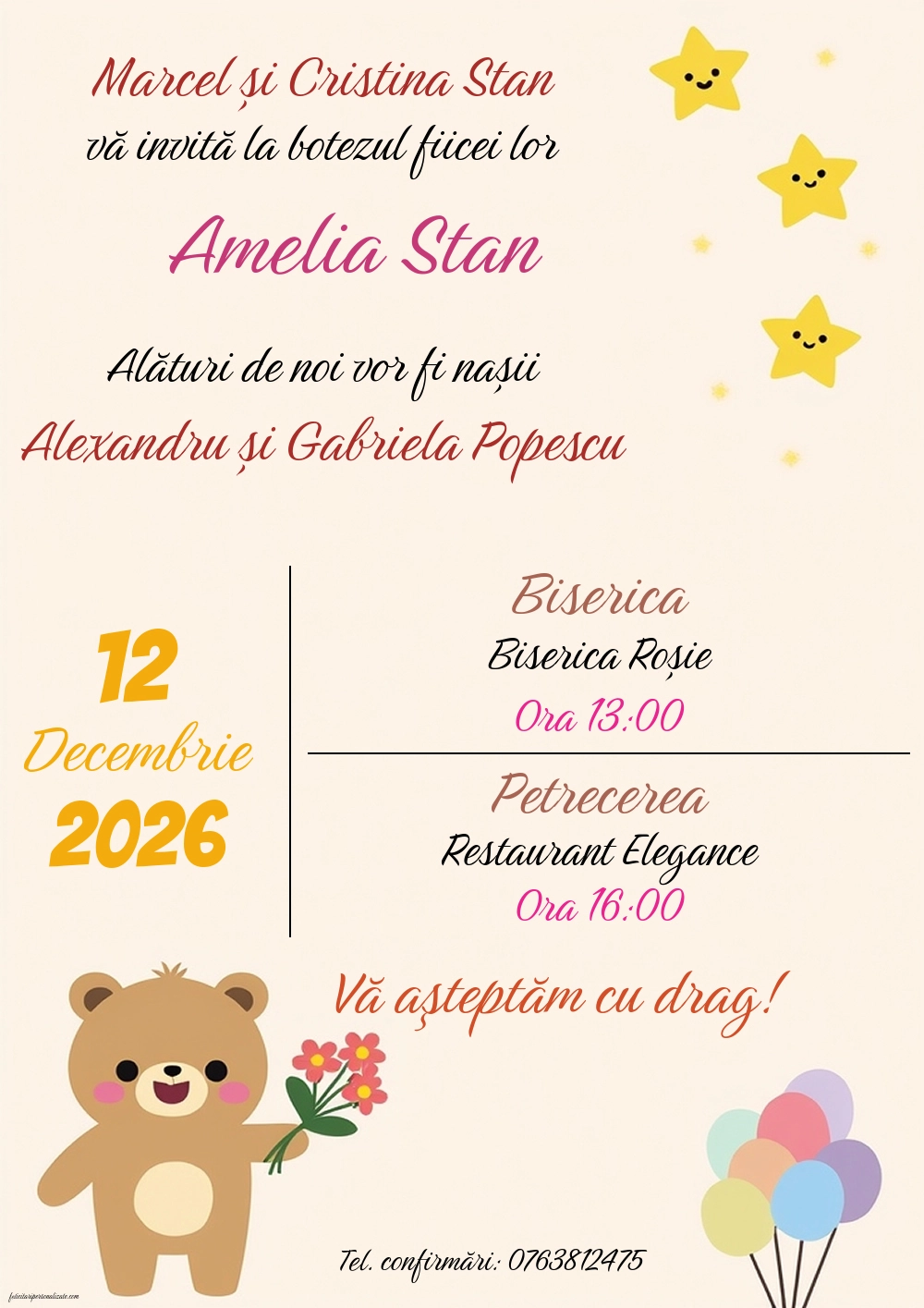Invitație cu ursuleț