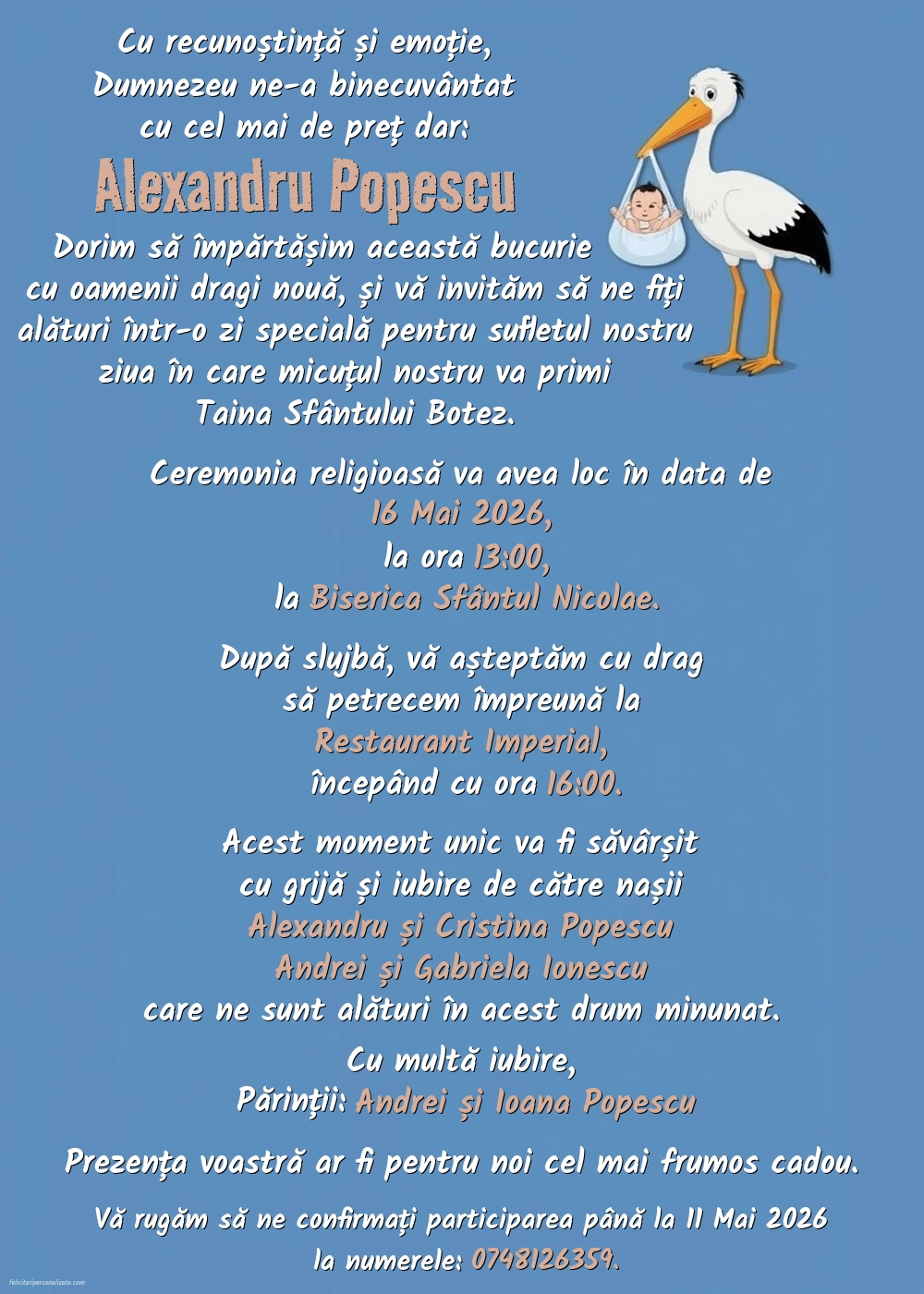 Invitație cu barză