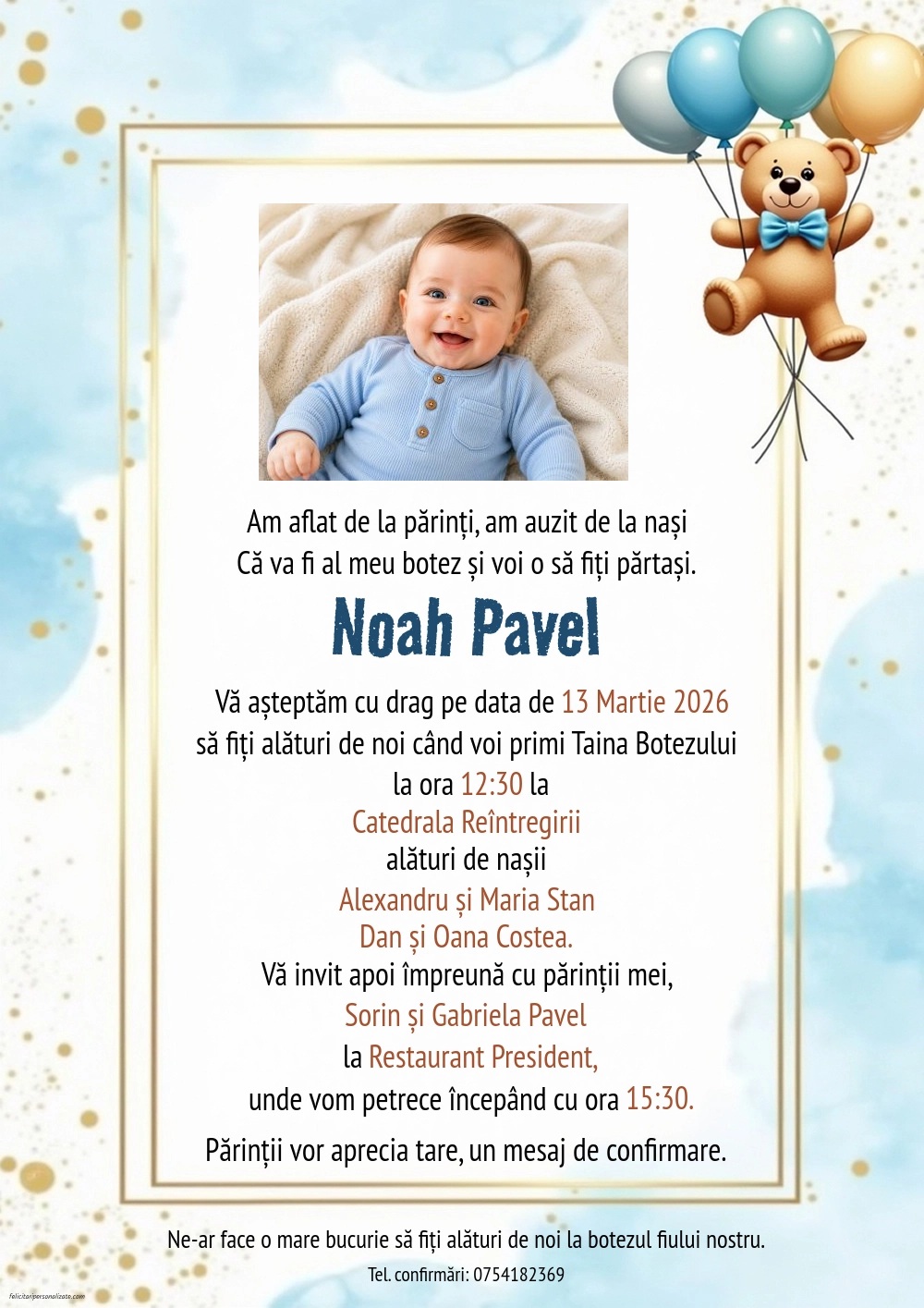 Invitație cu ursuleț