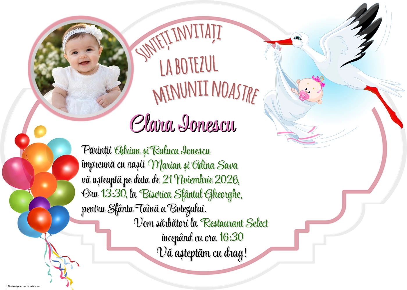 Invitație cu barză